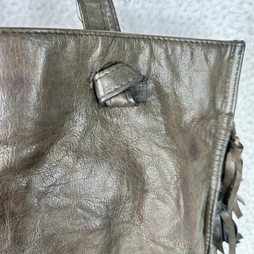 Leather Fringe Tote Bag Brown Genuine Leather‎ Boho Western Festival Hippie